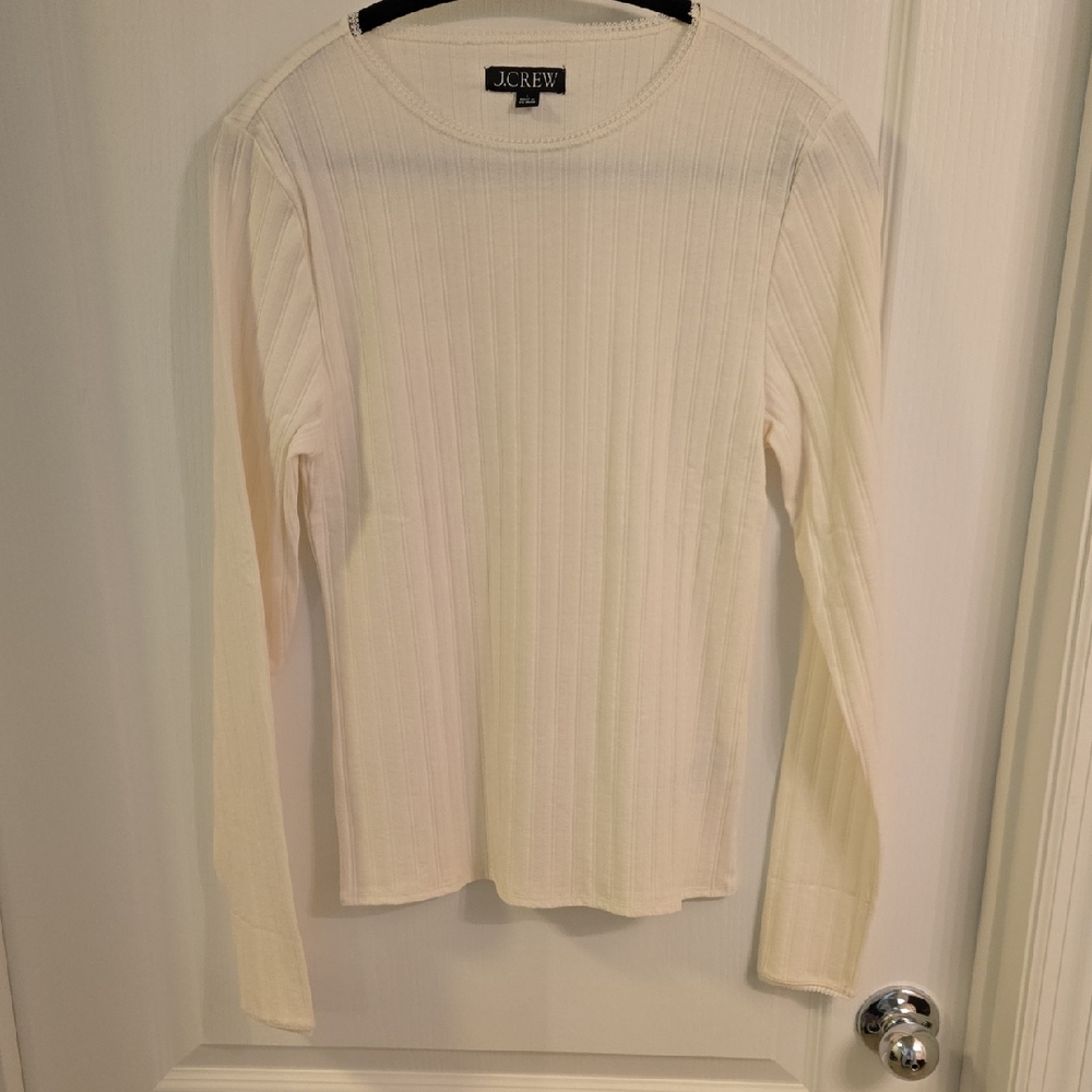 J. Crew Ivory Womens Ribbed Knit Top NWOT
